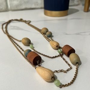 Multi layer wooden bead necklace